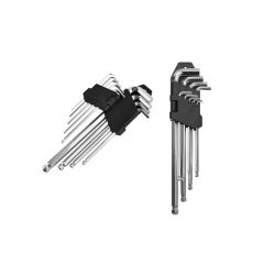 Sada obsahuje šesťhranné kľúče s veľkosťami: 1,5 mm, 2 mm, 2,5 mm, 3 mm, 4 mm, 5 mm, 6 mm, 8 mm, 10 mm. Kvalitná CrV Oceľ.