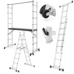 Rebríkové lešenie 2x8 - 5.98 m | 150kg je mini multifunkčné lešenie 2x8 3v1: lešenie / opierací rebrík / samostatne stojaci rebrík.