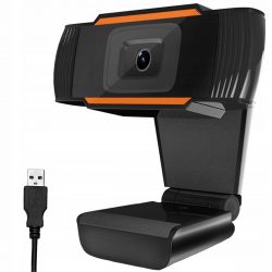 Webkamera s mikrofónom 1080p Full HD USB | čierna má kompaktné rozmery, takže nezaberá veľa miesta na stole.