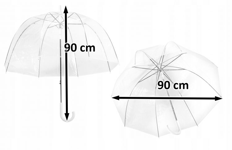 Veľký priehľadný dáždnik 93cm | transparentný