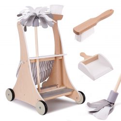 Detský drevený upratovací vozík | s príslušenstvom bude skvelým darčekom pre všetkých malých milovníkov poriadku.
