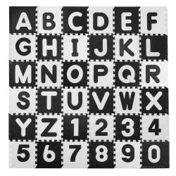 Penová podložka pre deti - abeceda | čiernobiela