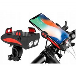 Svetlo na bicykel - držiak na mobil + powerbank klaksón | USB výrazne zvyšuje bezpečnosť na ceste a zvyšuje viditeľnosť.