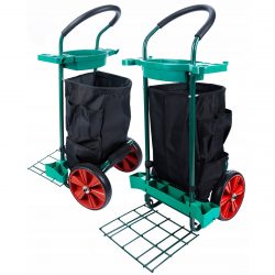 Záhradný vozík na náradie 45kg | 104x65x51cm má 13 držiakov na záhradné náradie. Vybavený plošinou na prepravu ťažkých nákladov.