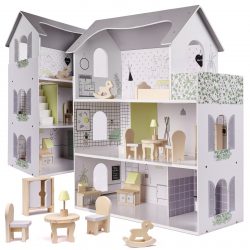 Moderný domček pre bábiky s doplnkami - šedý | 70 cm