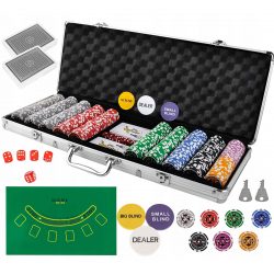 Poker - sada 500 žetónov | v hliníkovom kufríku je zabalená vo veľmi odolnom puzdre vyrobenom z hliníka. Odolnejšie plastové karty.