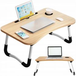 Skladací stolík pod notebook laptop | raňajkový stolík umožňuje pohodlnú prácu za každých podmienok. Má miesto pre pohár, tablet a telefón.