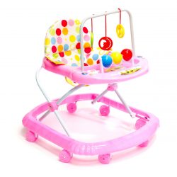 Detské edukačné chodítko s hračkami a zvukmi | ružové má 8 otočných koliesok, ktoré uľahčia pohyb dieťaťa.