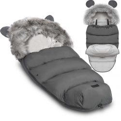 Detský zimný fusak do kočíka s kožušinou - tmavošedý bude dobre fungovať za každých podmienok, pričom zabezpečí pohodlie a pocit bezpečia.