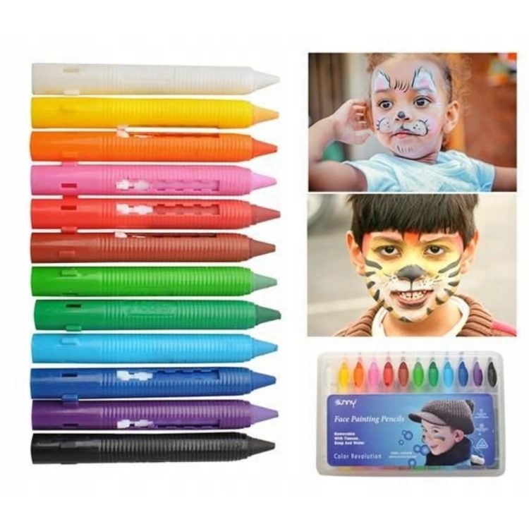 Farby na maľovanie tváre | 12 farieb obsahuje 12 farebných ceruziek v intenzívnych odtieňoch. Farby sú netoxické.