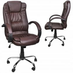 Kancelárske kreslo - eko koža naklápacie | hnedé dokonale sadne k siluete sediaceho človeka, je čalúnené jemnou ekokožou.