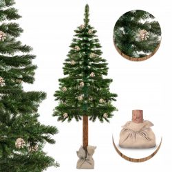 Umelý vianočný stromček s prírodným kmeňom 180cm - borovica je krásny, prirodzene vyzerajúci vianočný stromček zdobený šiškami.