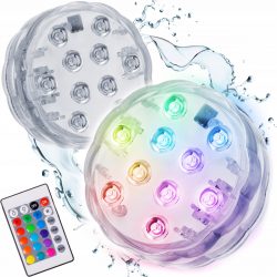 Vodotesné LED svetlá s diaľkovým ovládaním 2ks | viacfarebné má až 16 rôznych farieb a môžu sa rozsvietiť v 4 rôznych režimoch.
