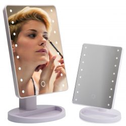 Kozmetické zrkadlo s LED osvetlením | biele je užitočné zariadenie na ošetrovanie, líčenie alebo nasadzovanie kontaktných šošoviek.