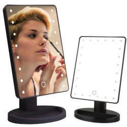 Kozmetické zrkadlo s LED osvetlením | čierne je užitočné zariadenie na ošetrovanie, líčenie alebo nasadzovanie kontaktných šošoviek.