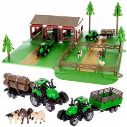 Veľká detská farma s traktormi a zvieratami | 102-dielna obsahuje: stromy, ploty, traktory, stajne a zvieratá.