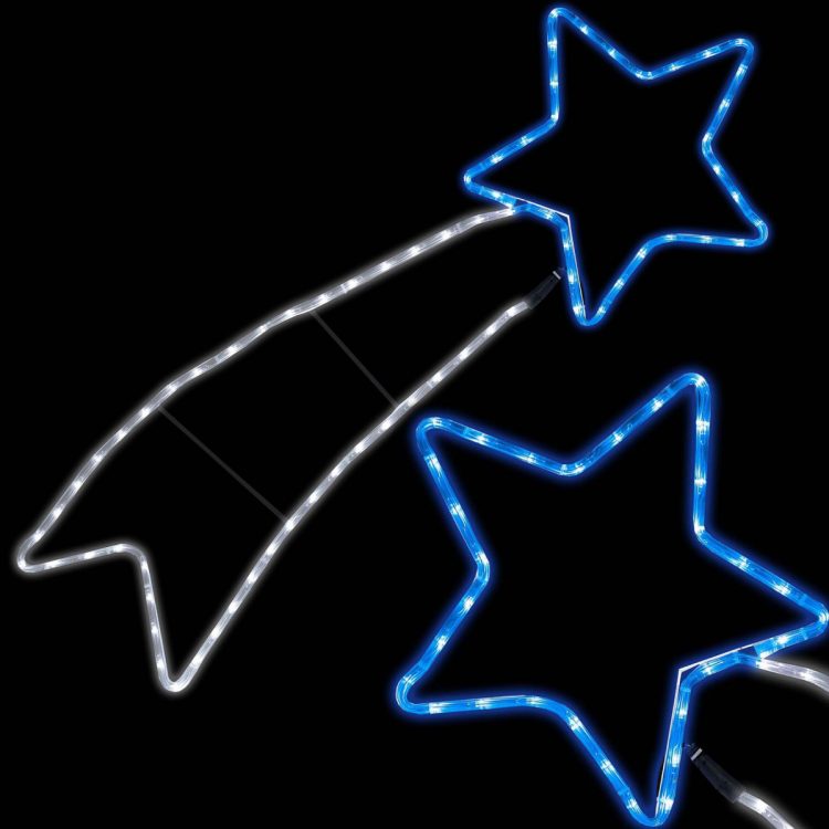 Vonkajšie vianočné osvetlenie - kométa | modro-biela je skvelá dekorácia do domu, na balkón, terasu. Rozmery kométy: 106x37cm.