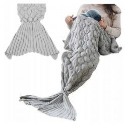 Deka - morská panna 190x45cm | šedá je dlhá 190cm, takže sa do nej môžete ľahko zabaliť počas chladných jesenno-zimných večerov.