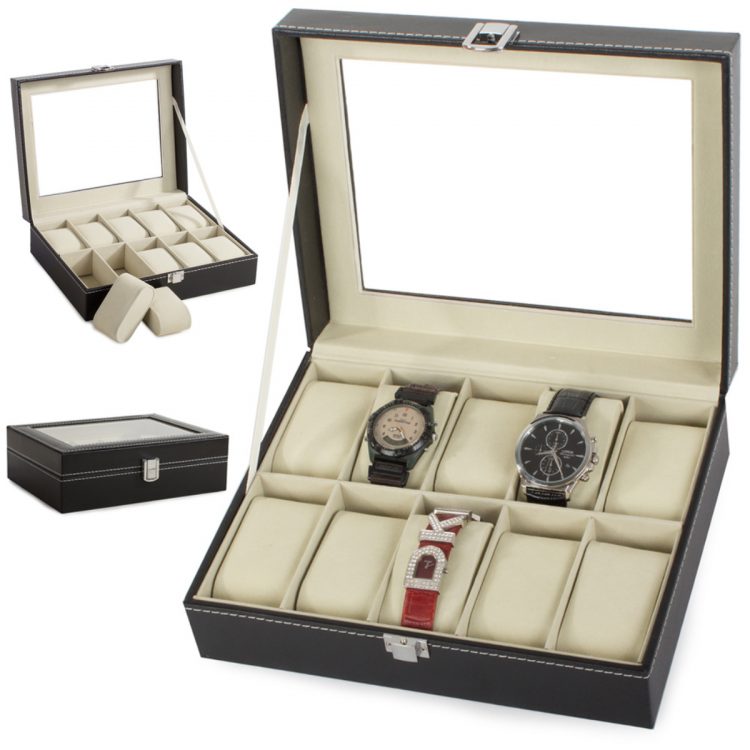 Organizér na hodinky - priehľadný | 10 hodiniek - je vhodný aj na náramky ako aj iné šperky. Vyrobený z kvalitných materiálov.