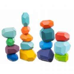 Drevené balančné kamene - 16 ks | farebné