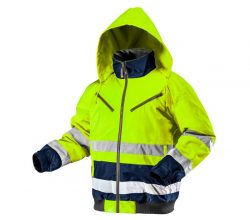 Zateplená pracovná bunda NEO s vysokou viditeľnosťou, zateplená ľahkým polyesterom, ktorý poskytne pohodlie v chladných dňoch.