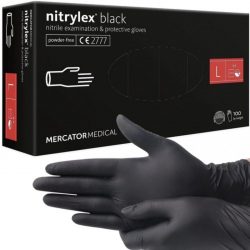 Jednorazové nitrilové rukavice veľ. L 100ks | čierne bez púdru sú skvelou ochranou pred poškodením pokožky rúk. Neobsahujú latex.