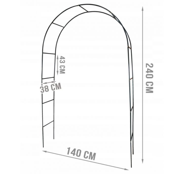 Záhradná oblúková pergola - kovová | 240cm