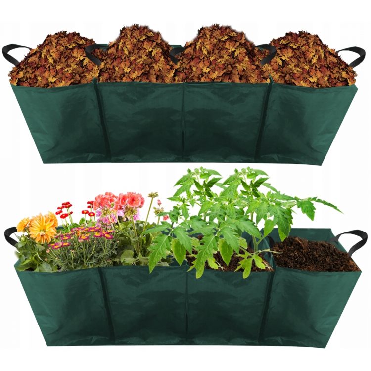 Záhradná taška - kôš | set 4x46L je skvelá na uskladnenie lístia, pokosenej trávy, ale aj ako nádoba na triedenie odpadu.