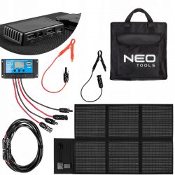 Prenosný solárny panel / solárna nabíjačka 120W USB NEO | 90-141 umožňuje nabíjanie 12V batérií a malých elektronických zariadení.