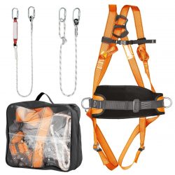 Bezpečnostný postroj proti pádu NEO | 97-102 - kompletná súprava na ochranu proti pádu obsahuje: popruhy, tlmič pádov, lano, karabíny, tašku.