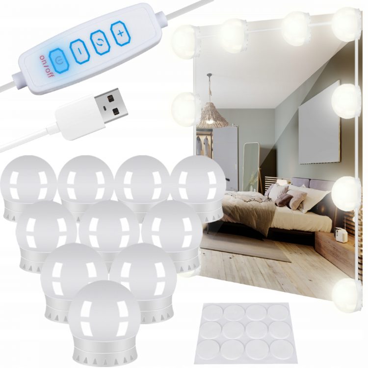 LED svetlá na zrkadlo / k toaletnému stolíku - svietia v troch rôznych odtieňoch - studená biela, denné svetlo a teplá biela.
