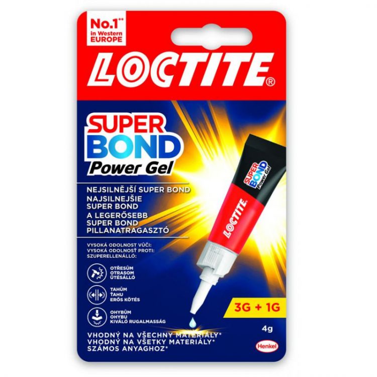 Lepidlo Loctite Super Bond Power Gel - 4 g - s vysokou odolnosťou voči otrasom, ťahu a ohybom, odoláva extrémnym podmienkam.