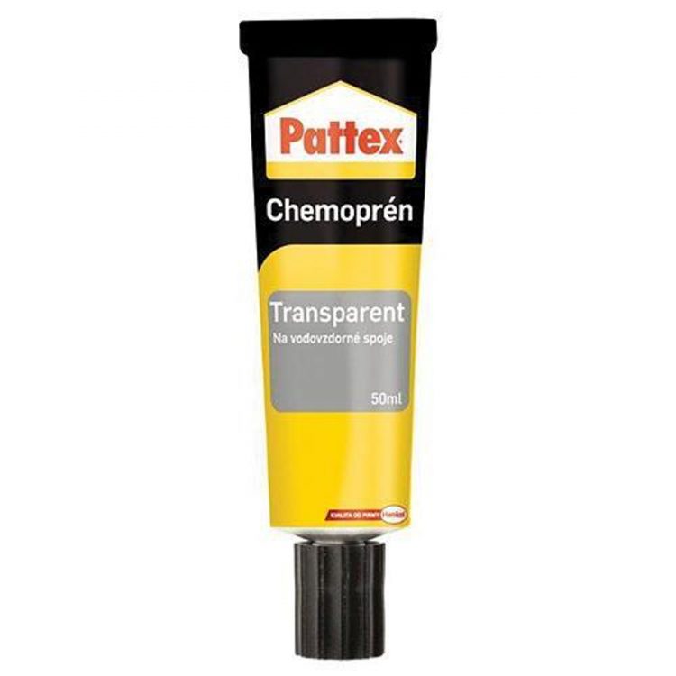 Lepidlo Pattex Chemoprén Transparent 50ml - na lepenie transparentných materiálov a všade, kde sa vyžaduje priehľadný lepený spoj.