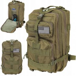 Turistický vojenský ruksak / batoh 38l | zelený - pozostáva z 5 komôr. Má nosný systém, ktorý tvoria profilované ramenné popruhy.