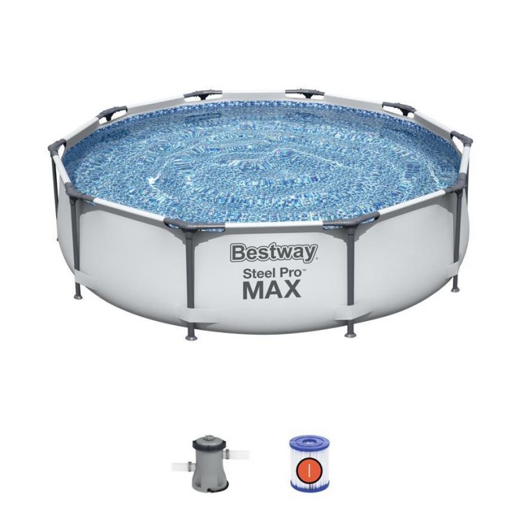 Bazén, 305x76 cm Bestway® Steel Pro MAX | 56408 ponúka extrémne odolný variant za skvelú cenu. Kruhový tvar prináša jednoduché zostavenie a stabilitu.