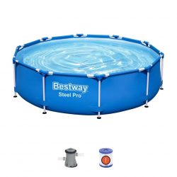 Bazén Bestway Steel Pro, 56679, filter, pumpa, 3,05x0,76 m, kruhový tvar prináša jednoduché zostavenie, väčšiu stabilitu a menšie plytvanie miestom.
