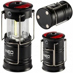 LED kempingová lampa 200lm 3v1 NEO | 99-030 - má 3 funkcie osvetlenia: baterka, lampa, červené výstražné svetlo. Vysúvacia konštrukcia.