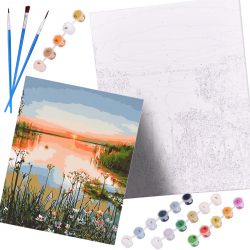 Maľovanie podľa čísel – jazero | 40X50cm - je skvelý spôsob, ako sa zbaviť stresu a relaxovať. Vrátane príslušenstva.