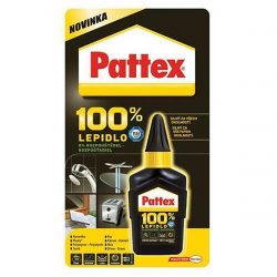 Univerzálne lepidlo Pattex 100% 50g - vysoká konečná pevnosť, pružnosť a vynikajúca odolnosť spoja. Výrobca: Pattex.