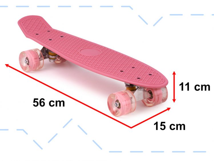 Pennyboard 56cm – LED kolieska | ružový