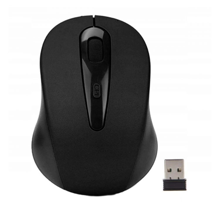 Bezdrôtová optická myš USB - je vybavená externým USB prijímačom. Presný optický senzor 1600 DPI. Napájanie 2x AAA batérie.