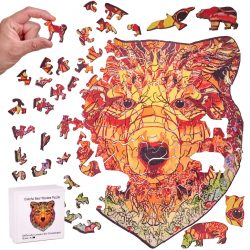 Drevené puzzle PREMIUM A3 | medveď - puzzle, ktoré nemajú pravidelný tvar a sú mimoriadne farebné. Rozmer: A3 35 x 28 cm. Počet prvkov: 177
