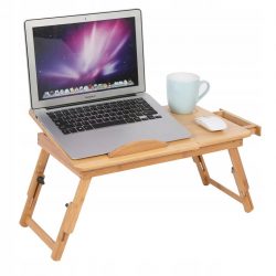 Drevený stolík pod notebook | 49.5 x 30 cm - stolík pod laptop vyrobený z bambusového dreva. 4-stupňové nastavenie sklonu dosky stola.
