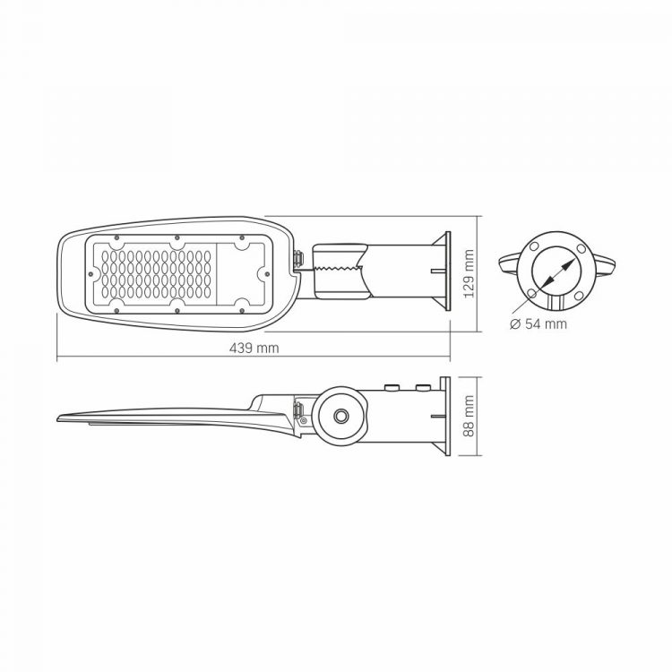 LED pouličná lampa 2700lm IP65 - nastaviteľná