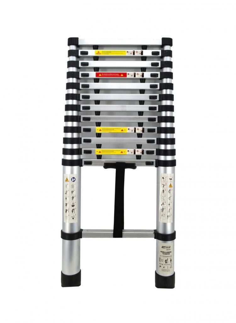 Teleskopický hliníkový rebrík 3.8m | AW23100 - ľahký a odolný rebrík vyrobený z hliníka. Maximálna nosnosť: 150 kg. Počet priečok: 13.