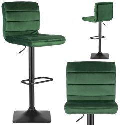 Barová stolička s operadlom Drava | zelená - má pohodlné, čalúnené operadlo. Intuitívne nastavenie výšky sedadla s rukoväťou.