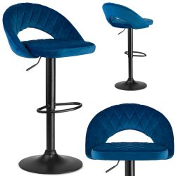 Barová stolička s operadlom Meva | modrá - spája jedinečný štýl s eleganciou a pohodlím. Módne, čalúnené sedadlo a pohodlná opierka nôh a základňa.