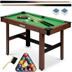 Biliardový stôl 122x61x76 cm | NS-807 tmavo hnedý - obsahuje: 2 palice, 16 loptičiek, trojuholník, biliardovú kriedu a čistiacu kefku.