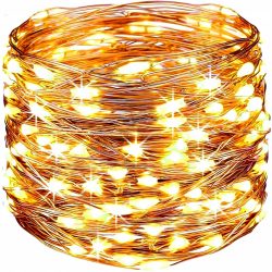 LED vianočné osvetlenie na batérie - teplá biela 10m - svetelný kábel je skvelým spôsobom, ako ozdobiť stoly, police, kvety, pozadie na fotografie.