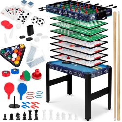 Multifunkčný hrací stôl 12v1 106x59x90 cm | NS-801 čierny - obsahuje až 12 hier. Kompletná sada príslušenstva pre hry. Vymeniteľné herné dosky.